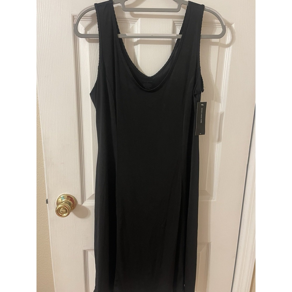 Jones New York Slip Dress Womens Size 1X Black Poly/Spandex